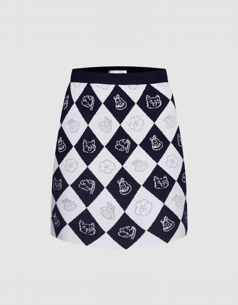 Jupes Urban Revivo Argyle Pattern Tricoté Femme Grise | ZXG4845TW