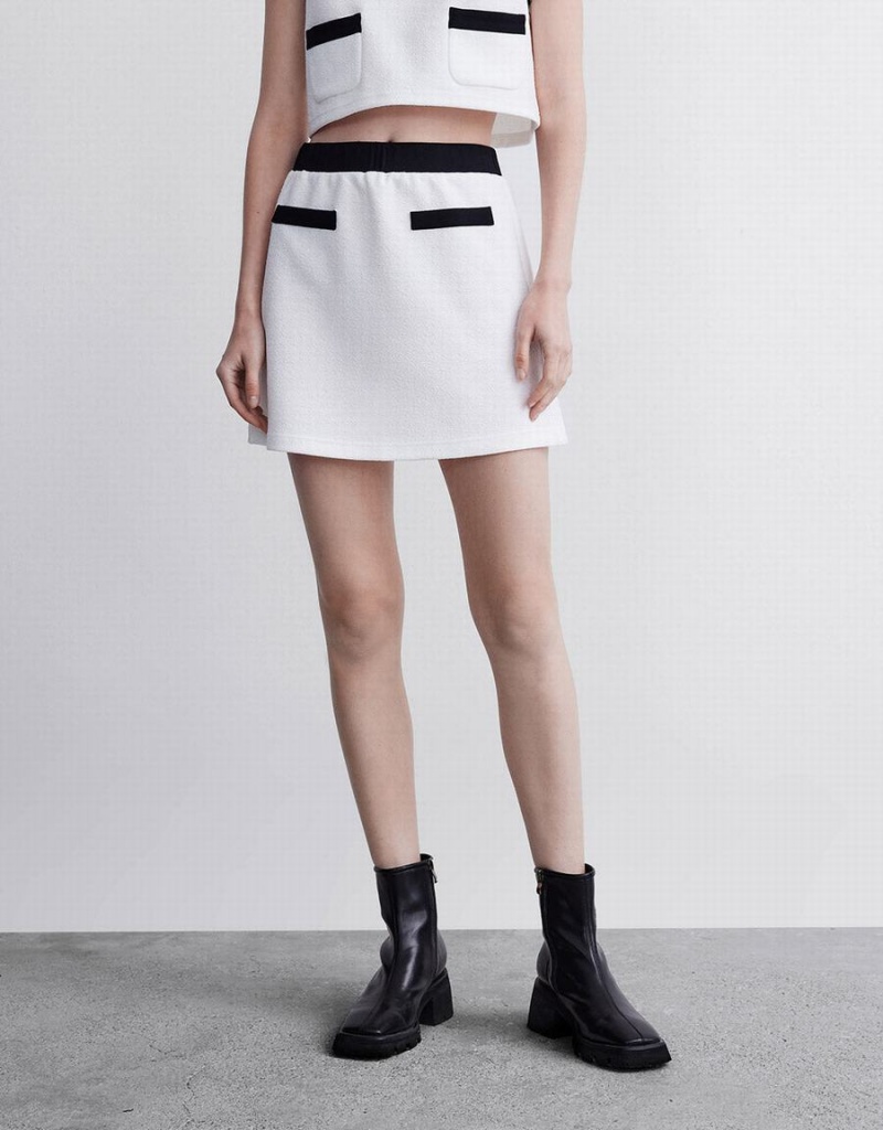 Jupes Urban Revivo Contrast Trim Mini Femme Blanche | KEP2190YU