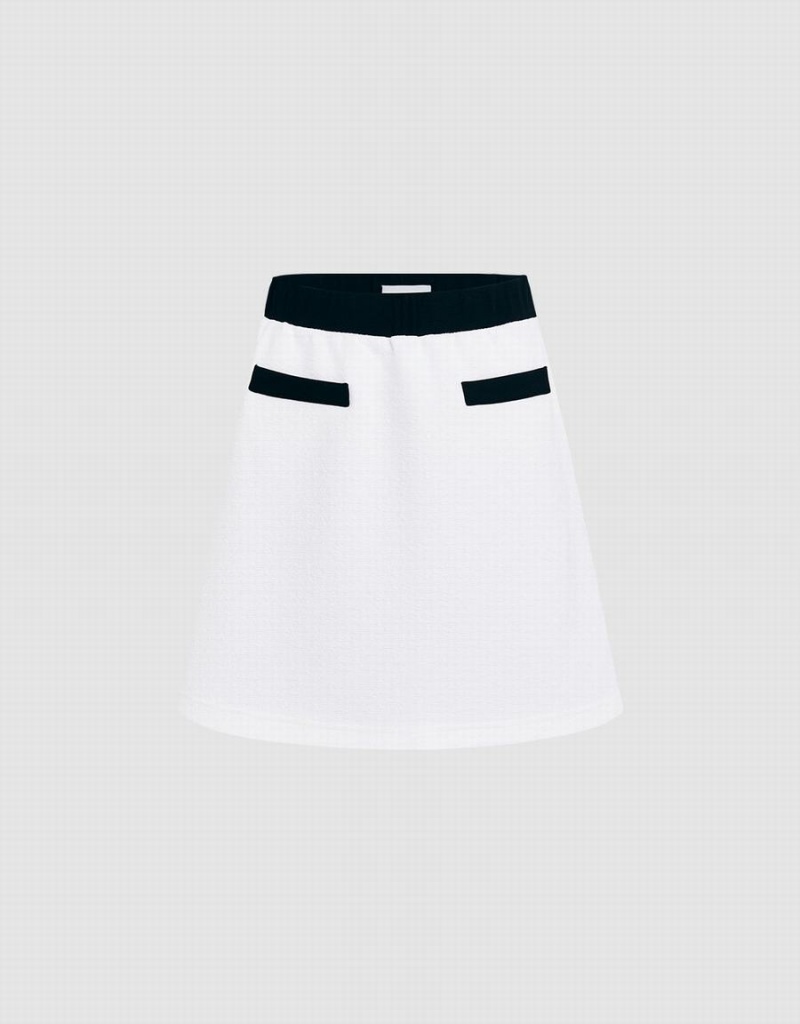 Jupes Urban Revivo Contrast Trim Mini Femme Blanche | KEP2190YU