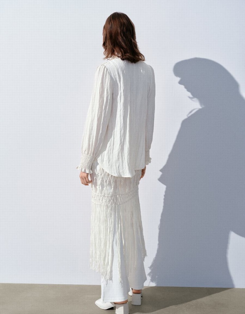 Jupes Urban Revivo Crochet Midi Tricoté Femme Blanche | BUM3892FY