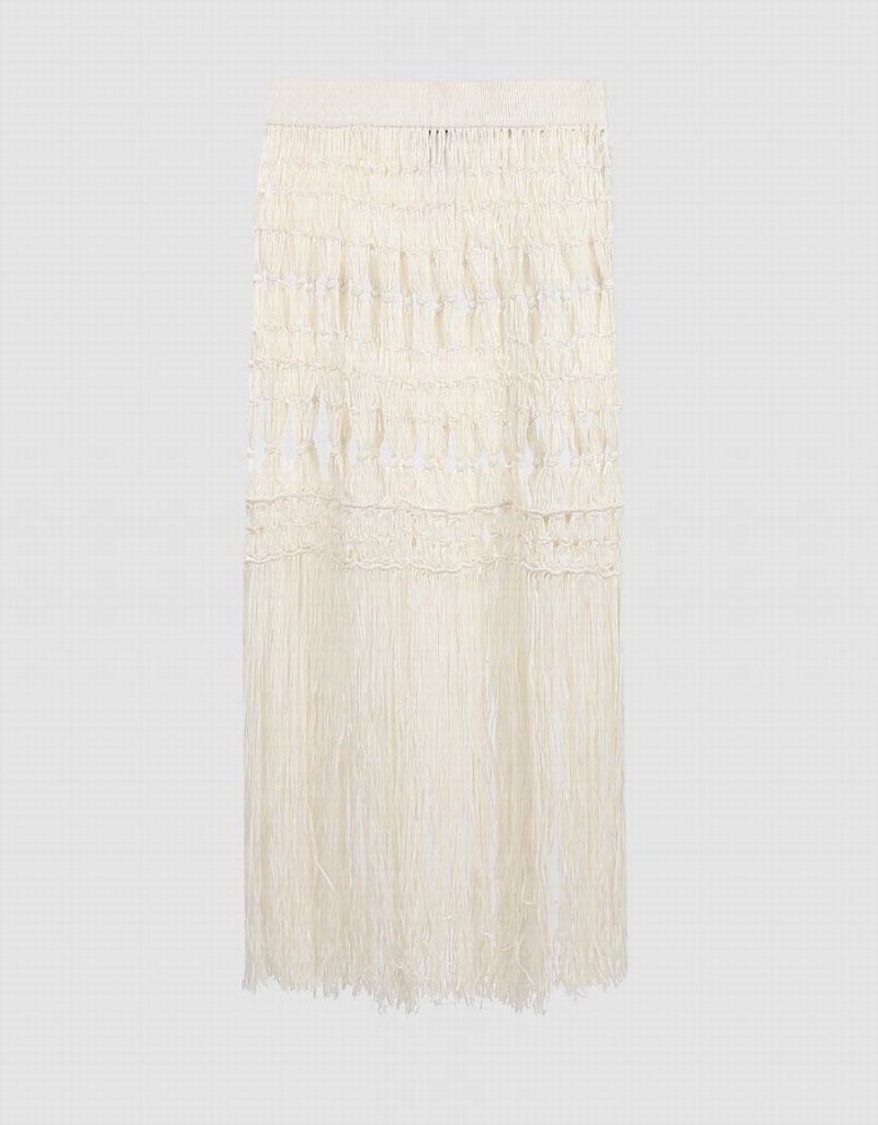 Jupes Urban Revivo Crochet Midi Tricoté Femme Blanche | BUM3892FY