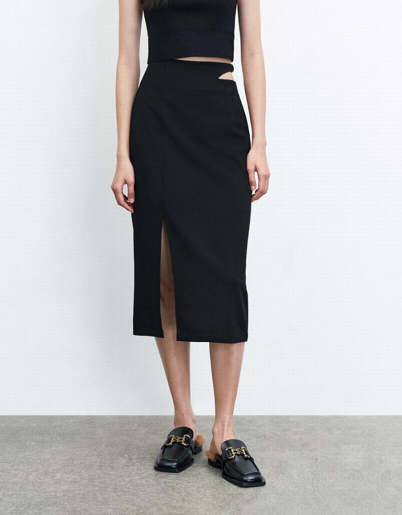 Jupes Urban Revivo Cut Out Split Hem Femme Noir | KOI6773DX