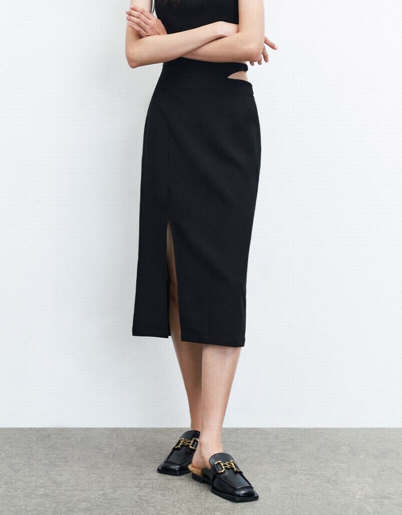 Jupes Urban Revivo Cut Out Split Hem Femme Noir | KOI6773DX
