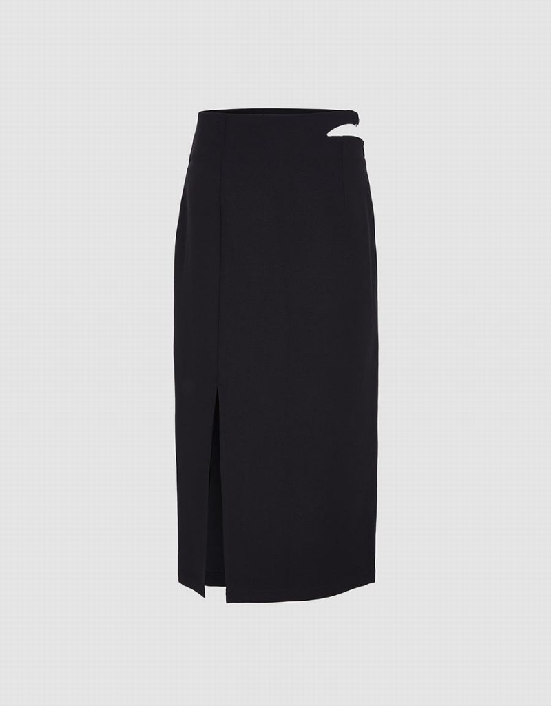 Jupes Urban Revivo Cut Out Split Hem Femme Noir | KOI6773DX