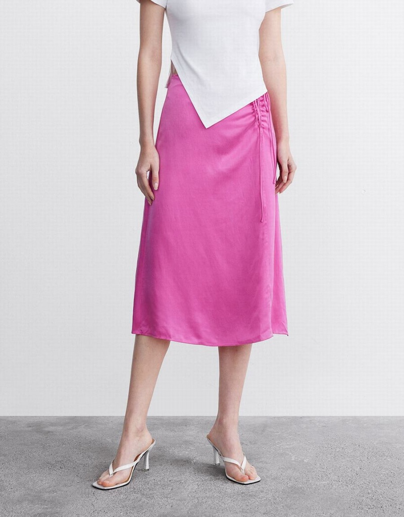 Jupes Urban Revivo Drawstring Front Midi Femme Rouge | HLS6188WN