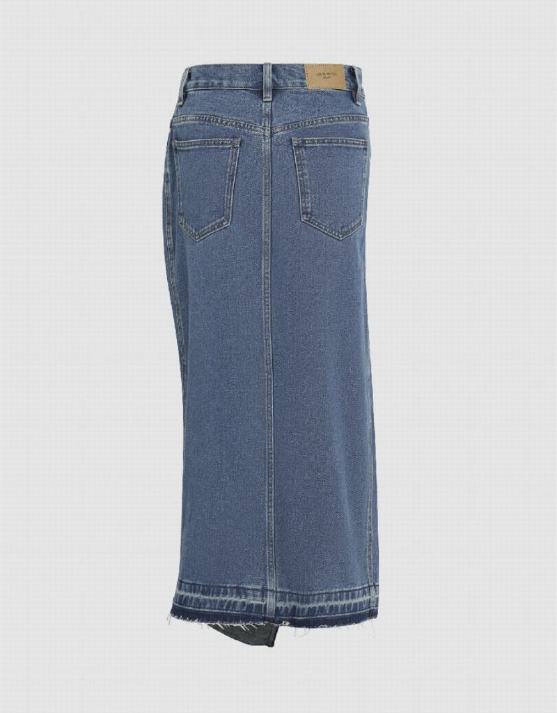 Jupes Urban Revivo Droit Denim Femme Bleu | GJM974KQ