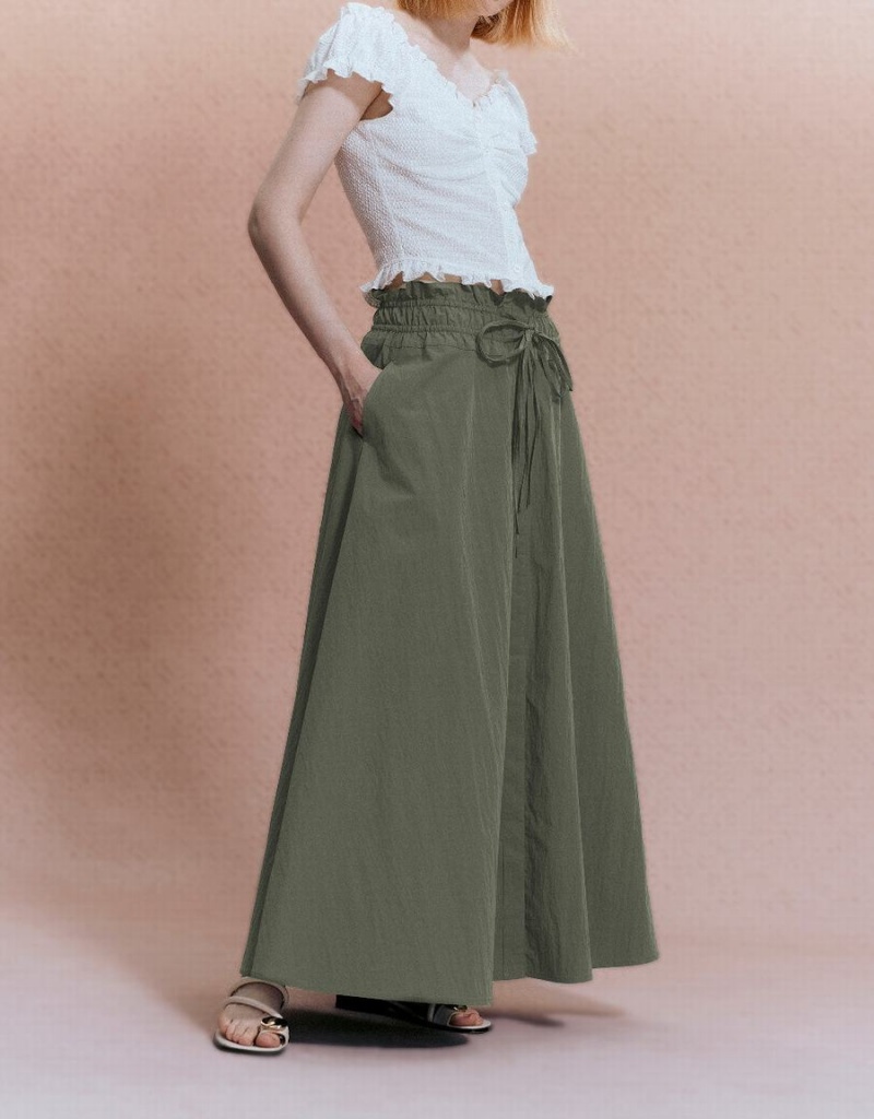 Jupes Urban Revivo Elastic Taille A-Line Femme Vert | UBM6682YF
