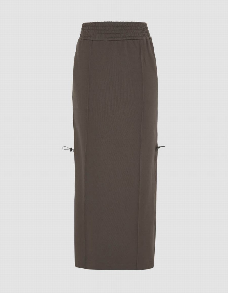 Jupes Urban Revivo Elastic Taille Droit Midi Femme Grise Foncé | CEM753VX