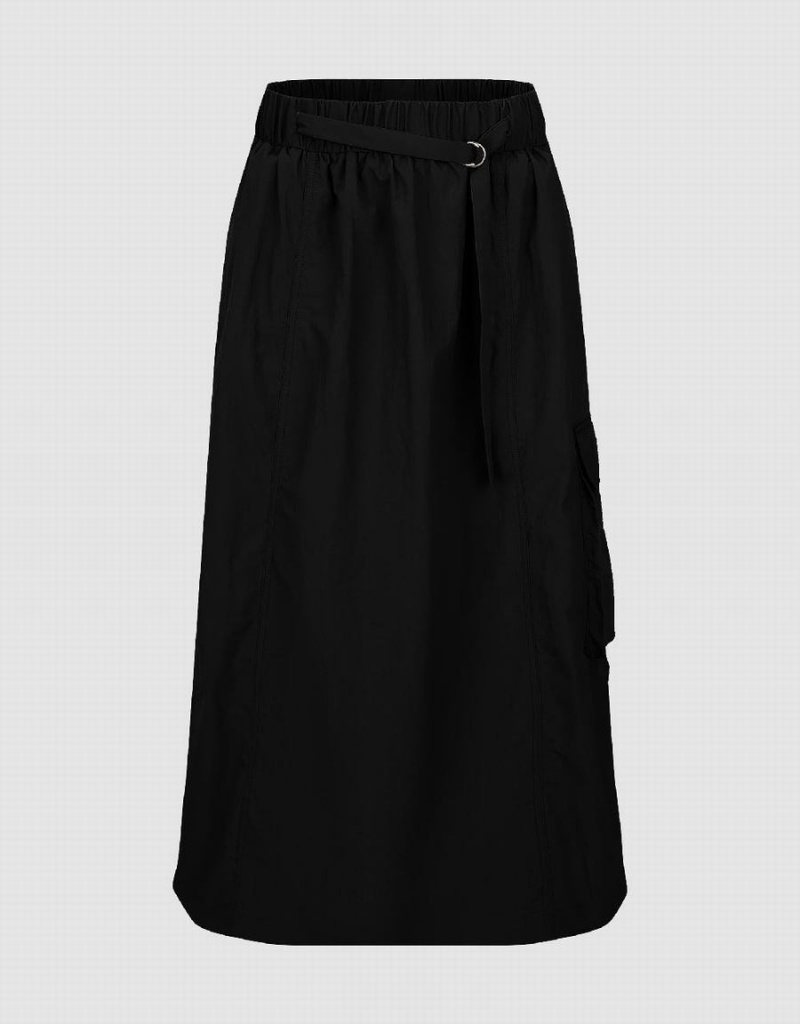 Jupes Urban Revivo Elastic Taille Midi A-Line Femme Noir | MYQ774UC