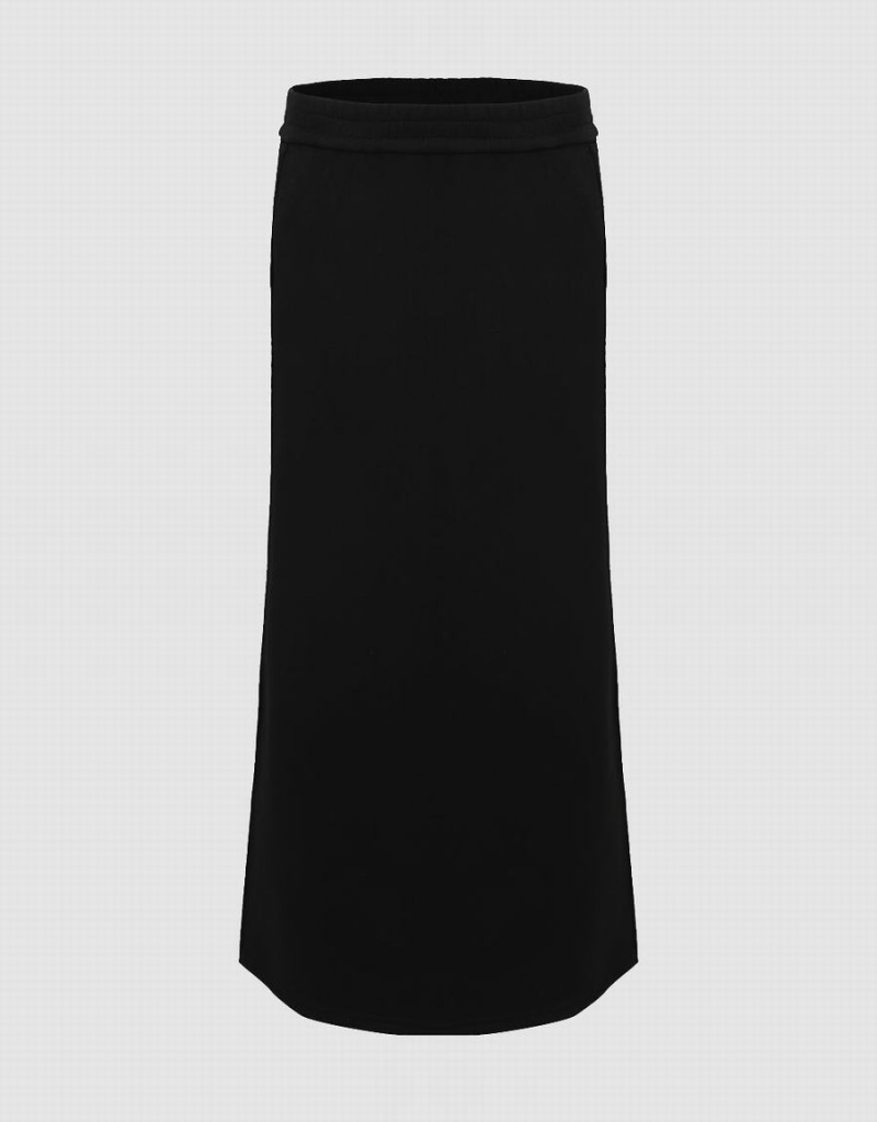 Jupes Urban Revivo Elastic Taille Midi Droit Femme Noir | KRZ9147RV