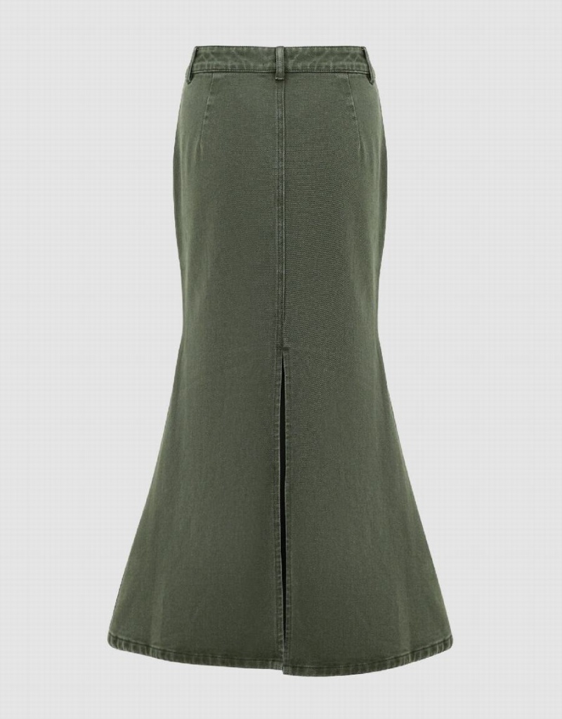 Jupes Urban Revivo Fishtail Denim Femme Vert | XJA861OF