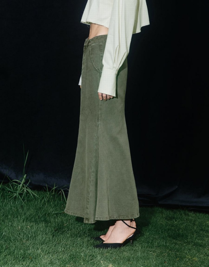 Jupes Urban Revivo Fishtail Denim Femme Vert | XJA861OF