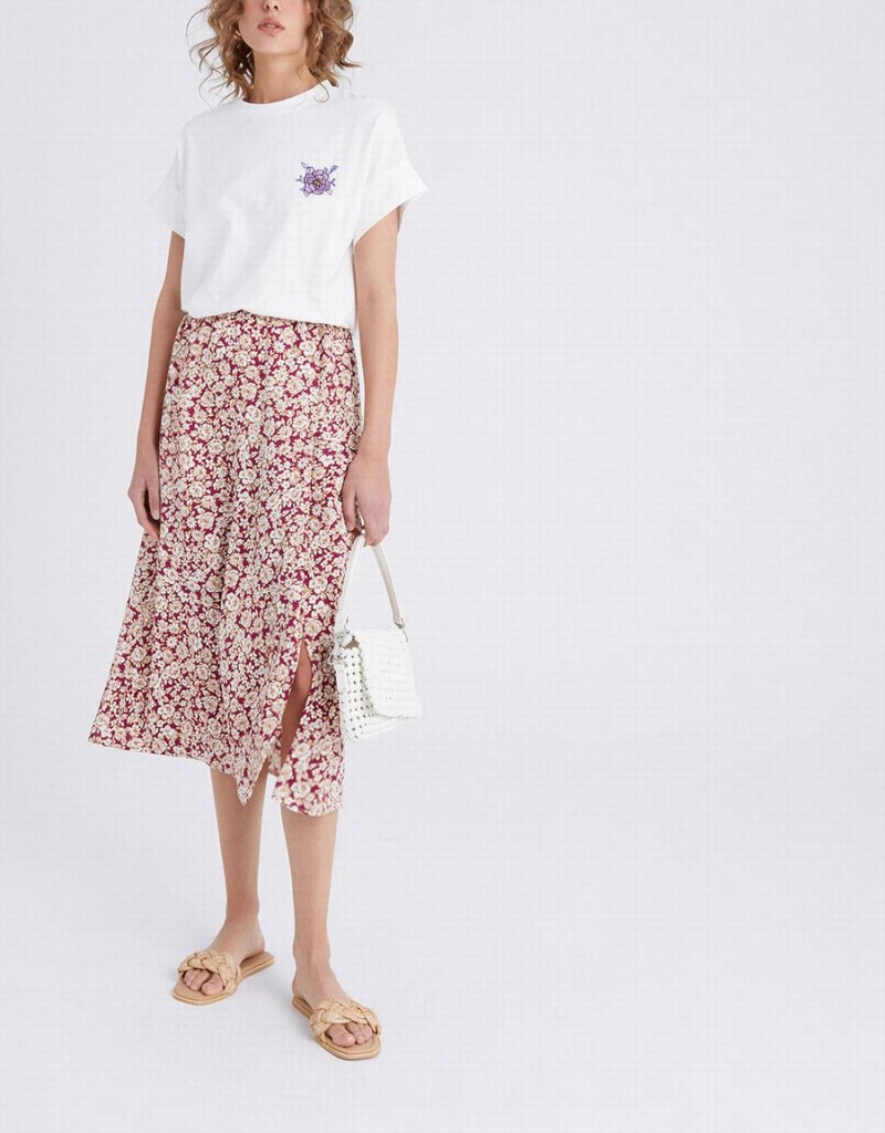 Jupes Urban Revivo Floral Print A-Line Femme Violette | VPE1470FZ