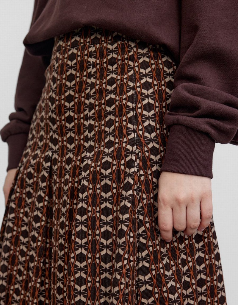 Jupes Urban Revivo Geometric Long Print Femme Marron | ZLS1368ZZ