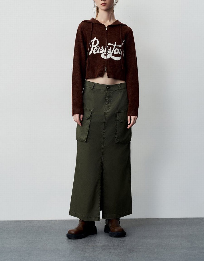 Jupes Urban Revivo Maxi A-Line With Belt Femme Vert | QIU9854UU