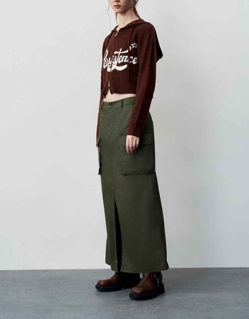 Jupes Urban Revivo Maxi A-Line With Belt Femme Vert | QIU9854UU