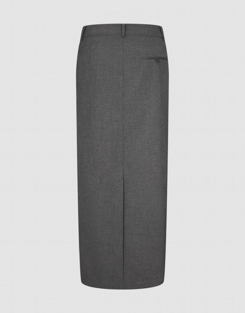 Jupes Urban Revivo Maxi Droit Femme Grise Foncé | EBJ7693MO