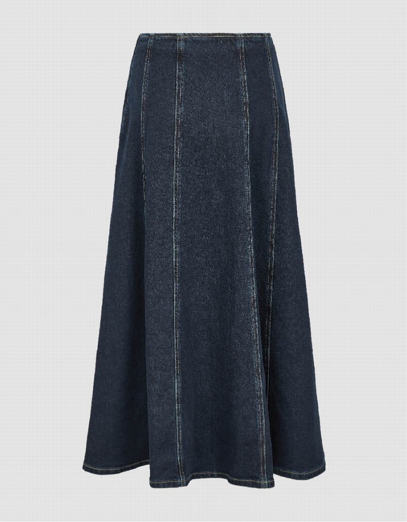 Jupes Urban Revivo Midi A-Line Denim Femme Bleu | MXF2892JT