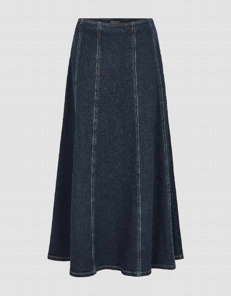 Jupes Urban Revivo Midi A-Line Denim Femme Bleu | MXF2892JT