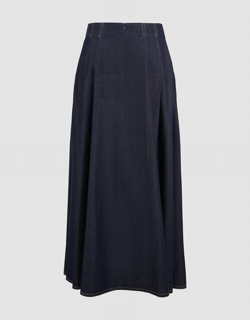 Jupes Urban Revivo Midi A-Line Denim Femme Bleu | MLJ8940DS