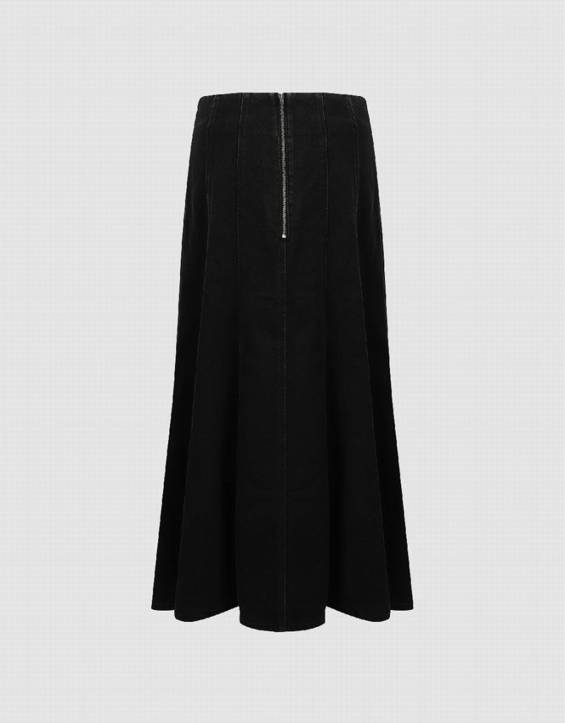 Jupes Urban Revivo Midi A-Line Denim Femme Noir | DCS804HM