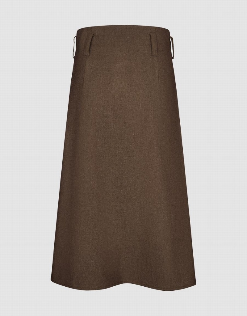 Jupes Urban Revivo Midi A-Line Femme Marron | ONA852GD