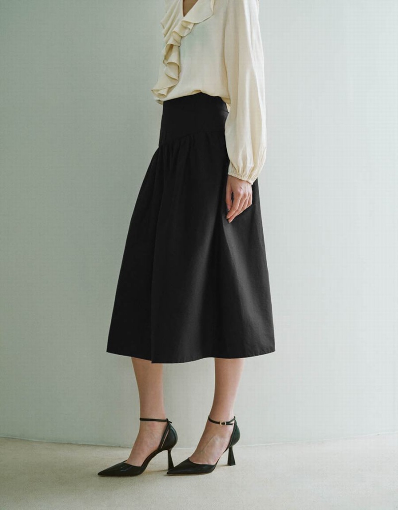 Jupes Urban Revivo Midi A-Line Femme Noir | EOC1998BZ
