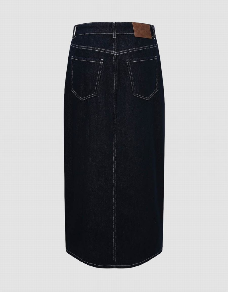 Jupes Urban Revivo Midi Droit Denim Femme Bleu | MVK877WT