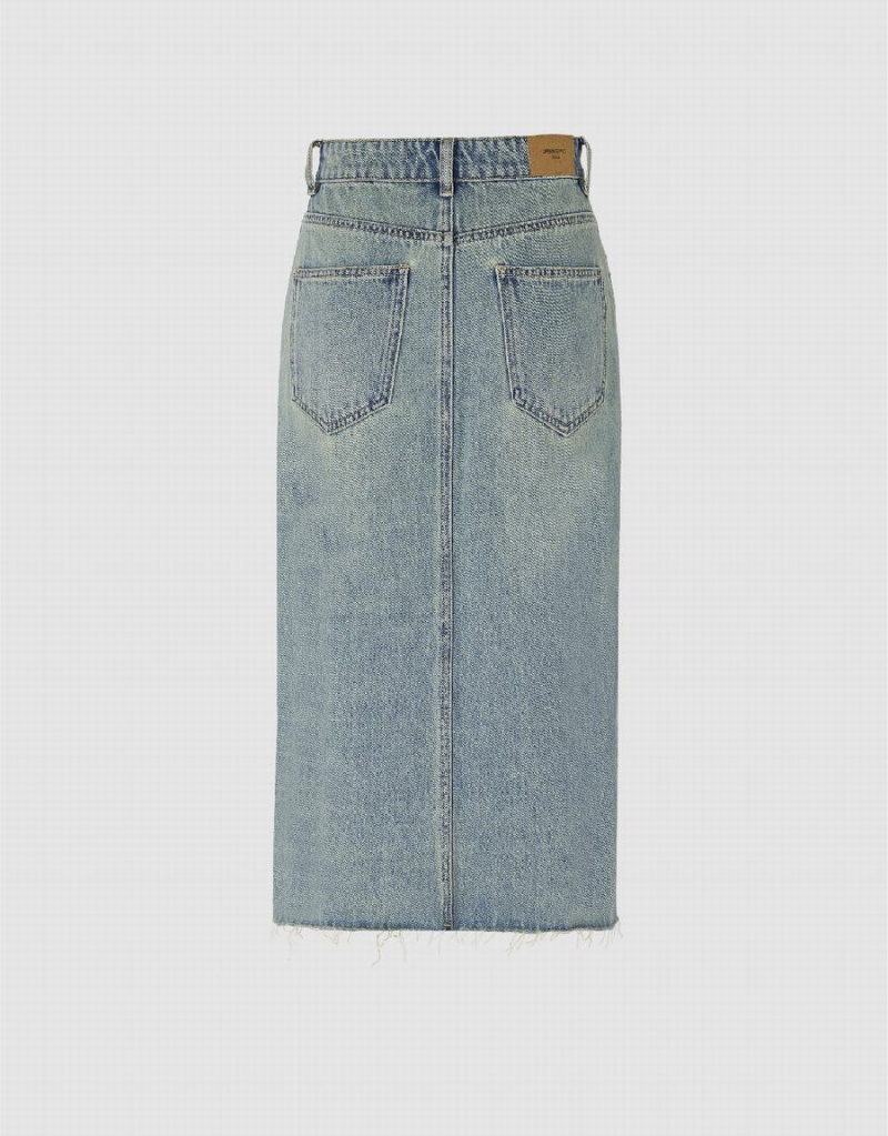 Jupes Urban Revivo Midi Droit Denim Femme Bleu | KKH7339KJ