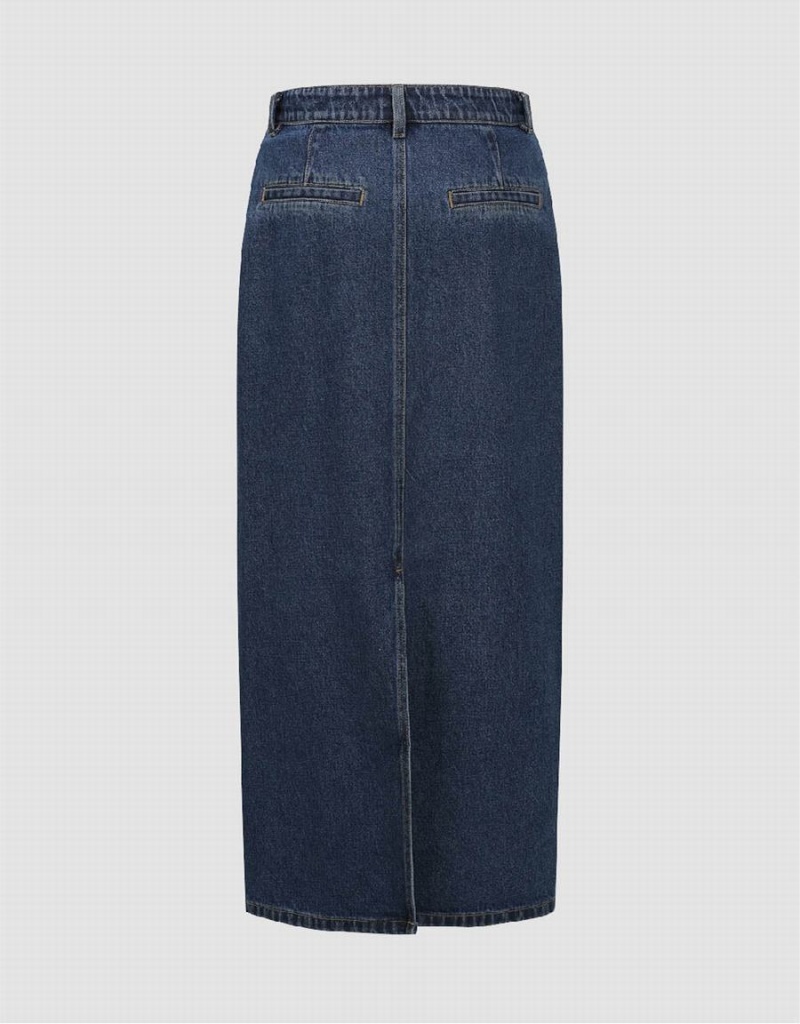 Jupes Urban Revivo Midi Droit Denim Femme Bleu | AYV296LE