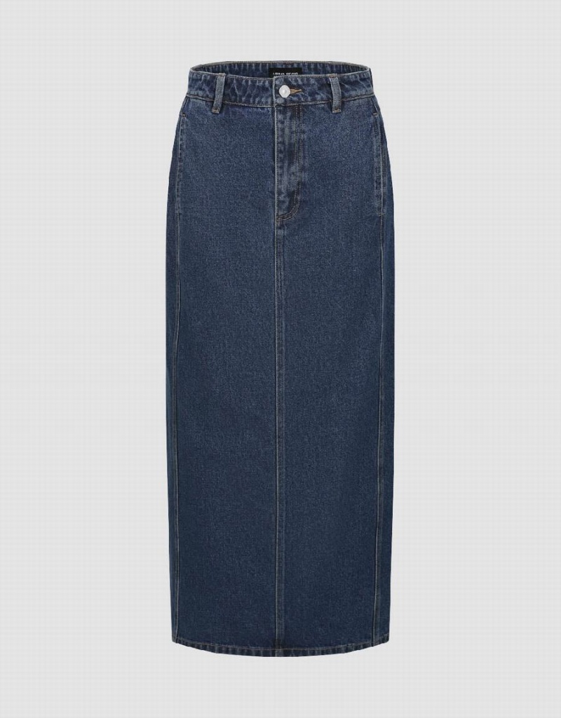 Jupes Urban Revivo Midi Droit Denim Femme Bleu | AYV296LE