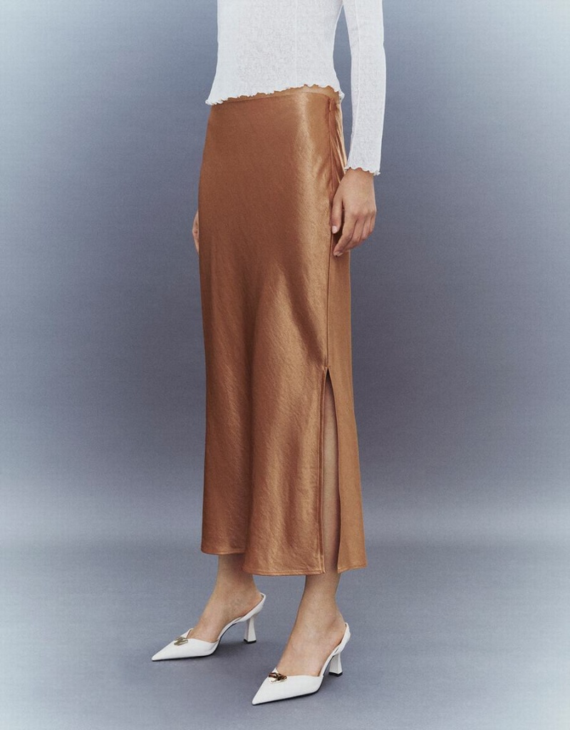 Jupes Urban Revivo Midi Droit Femme Orange | IFG4852LJ