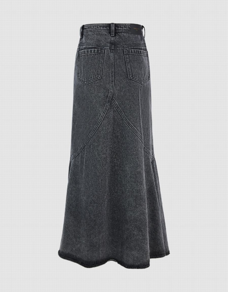 Jupes Urban Revivo Midi Fishtail Denim Femme Noir | VDZ581HA