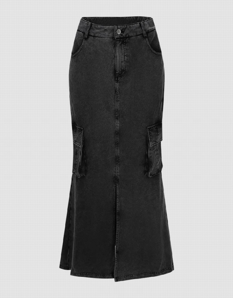 Jupes Urban Revivo Midi Fishtail Femme Grise | XVI8732IP