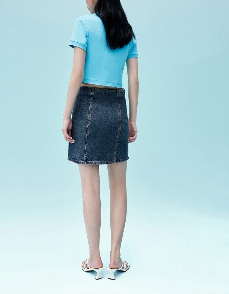 Jupes Urban Revivo Mini A-Line Denim Femme Bleu | LIK393LF