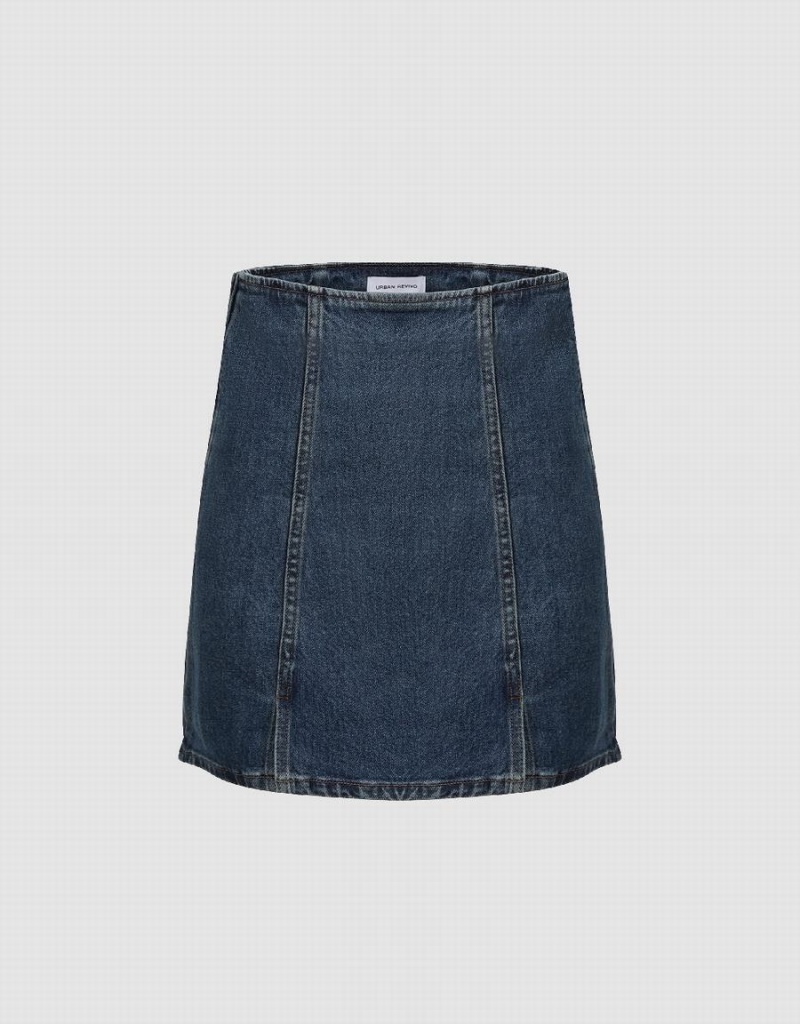 Jupes Urban Revivo Mini A-Line Denim Femme Bleu | LIK393LF
