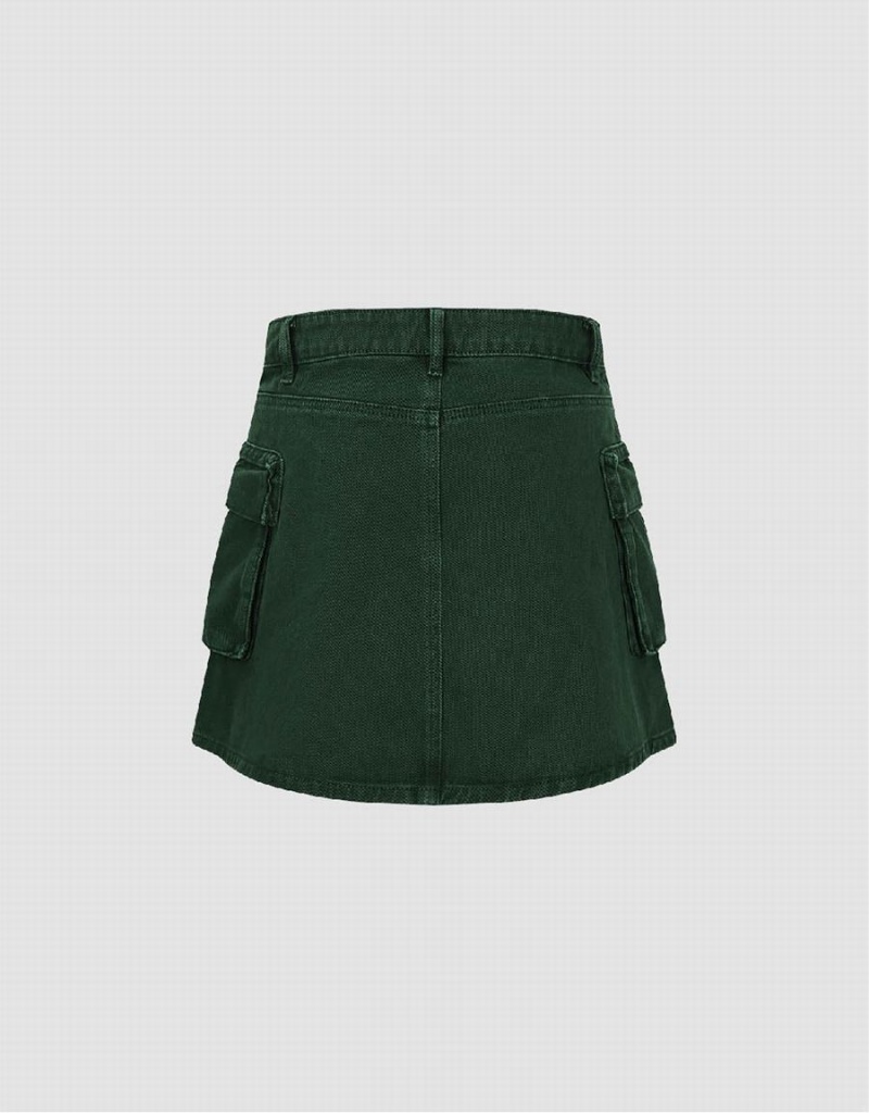 Jupes Urban Revivo Mini A-Line Denim Femme Vert | IYX4042EP