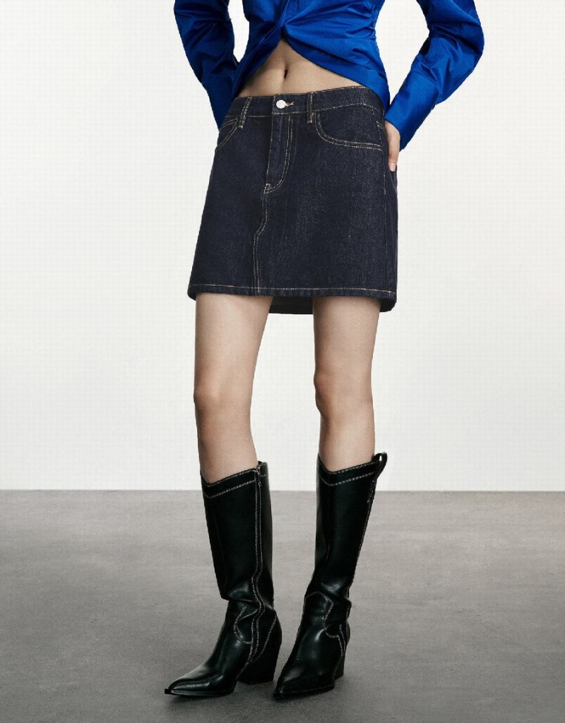 Jupes Urban Revivo Mini A-Line Denim Femme Bleu | DYV520KY