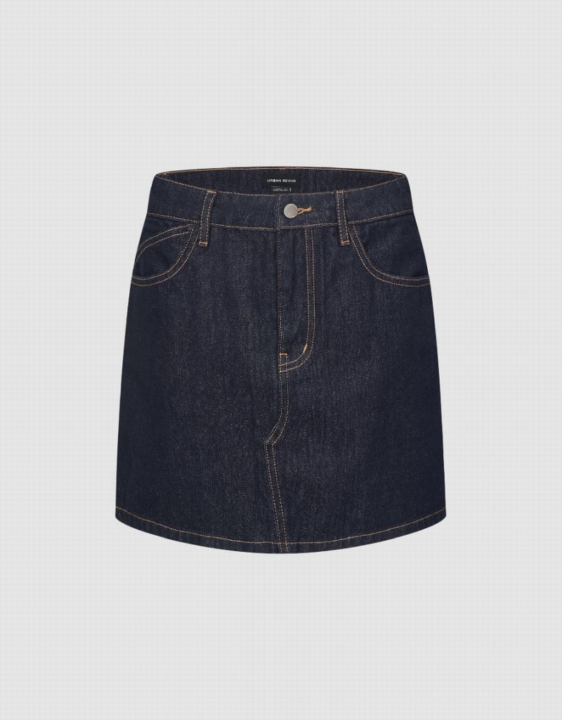 Jupes Urban Revivo Mini A-Line Denim Femme Bleu | DYV520KY