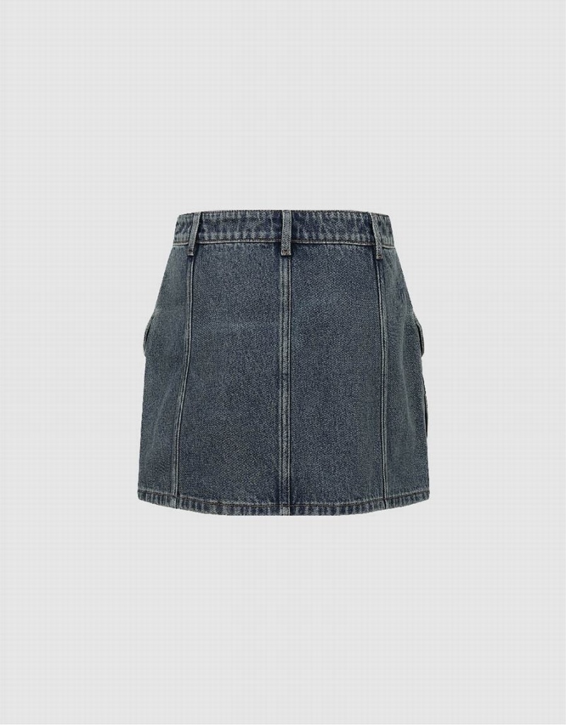 Jupes Urban Revivo Mini A-Line Denim Femme Bleu | NLV2077PY