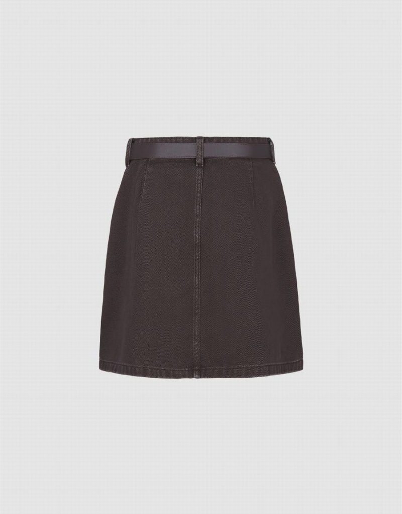 Jupes Urban Revivo Mini A-Line Denim With Belt Femme Marron | NKX7663HI