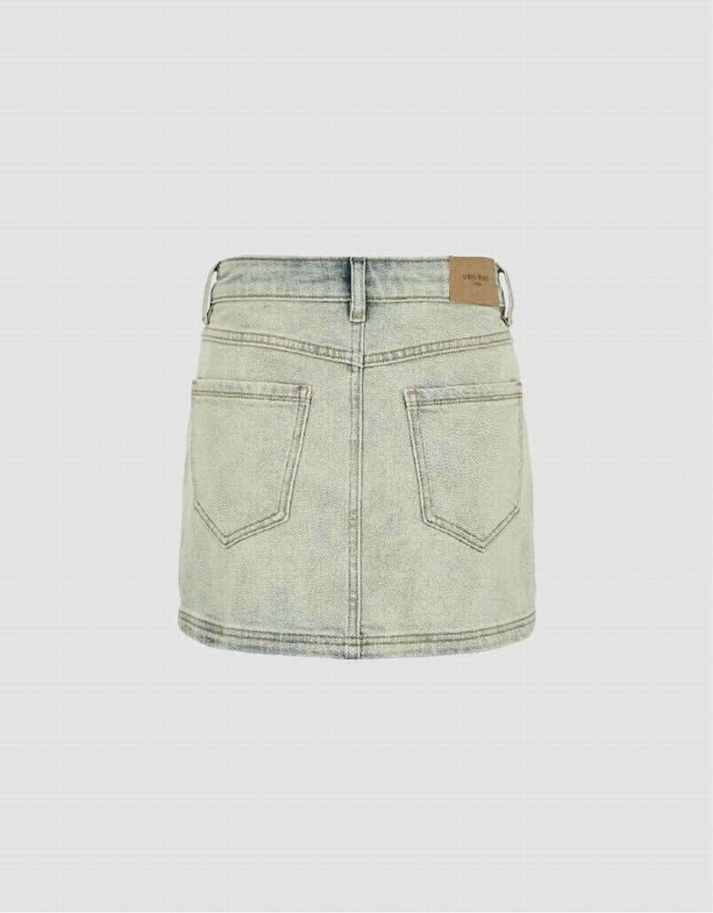 Jupes Urban Revivo Mini Droit Denim Femme Jaune | GRF3729JW