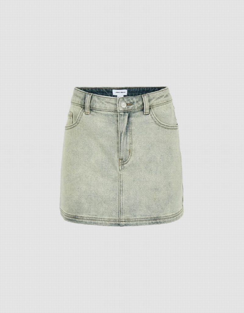 Jupes Urban Revivo Mini Droit Denim Femme Jaune | GRF3729JW