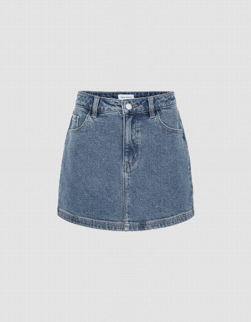Jupes Urban Revivo Mini Droit Denim Femme Bleu | CXZ4025ZW