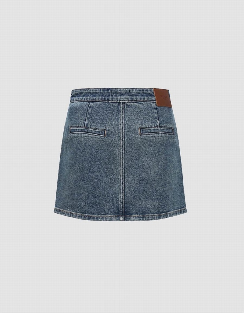 Jupes Urban Revivo Mini Droit Denim Femme Bleu | SWH8030LP