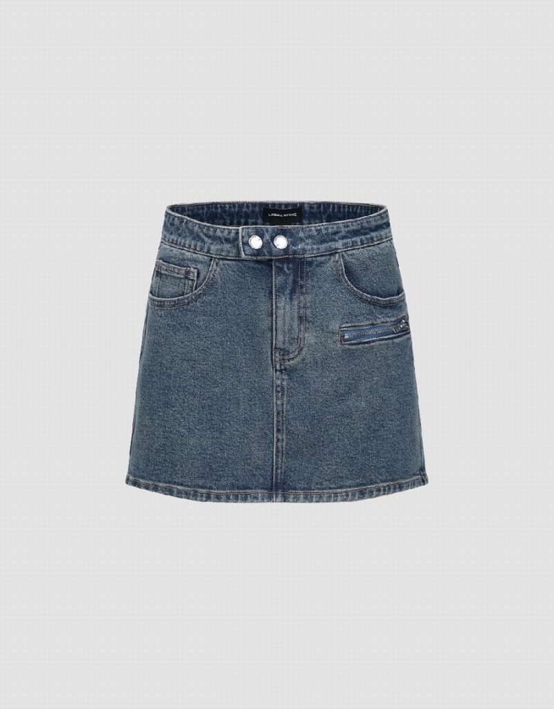 Jupes Urban Revivo Mini Droit Denim Femme Bleu | SWH8030LP