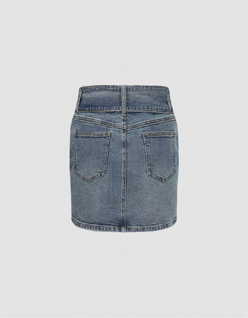 Jupes Urban Revivo Mini Mince Denim Femme Bleu | TKP3232EX