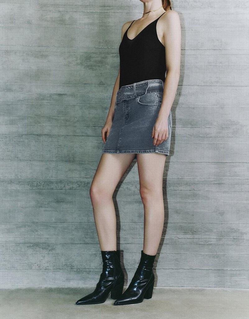 Jupes Urban Revivo Mini Mince Denim Femme Bleu | TKP3232EX