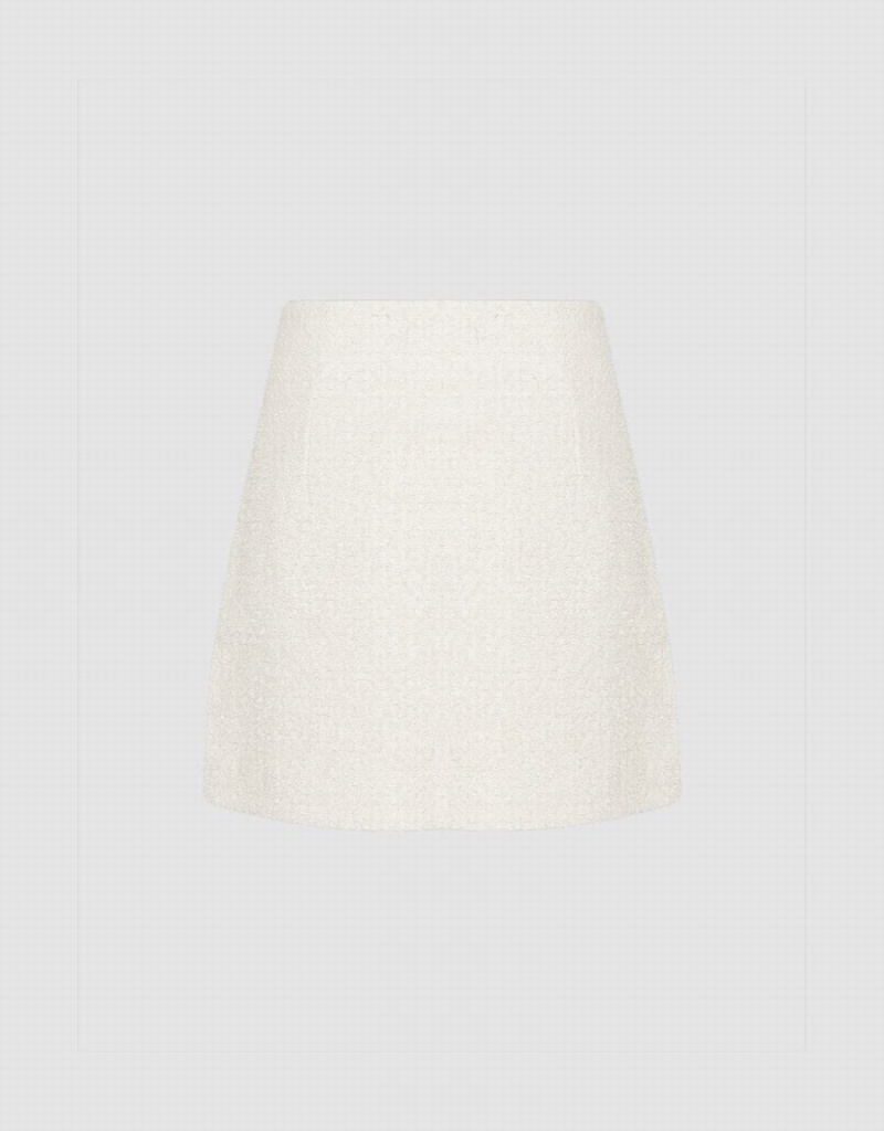 Jupes Urban Revivo Mini Tweed A-Line Femme Blanche | UIN99DX