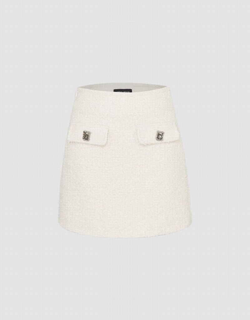 Jupes Urban Revivo Mini Tweed A-Line Femme Blanche | UIN99DX